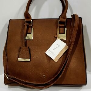 Elegant Tan Tote Bag with Gold Accents